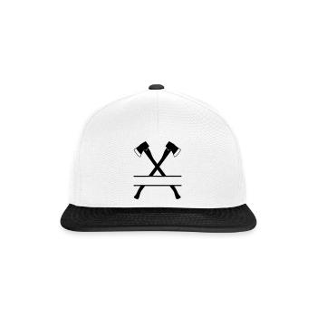 Deux haches de bûcheron croisées bannière - Casquette snapback - blanc/noir - Devant