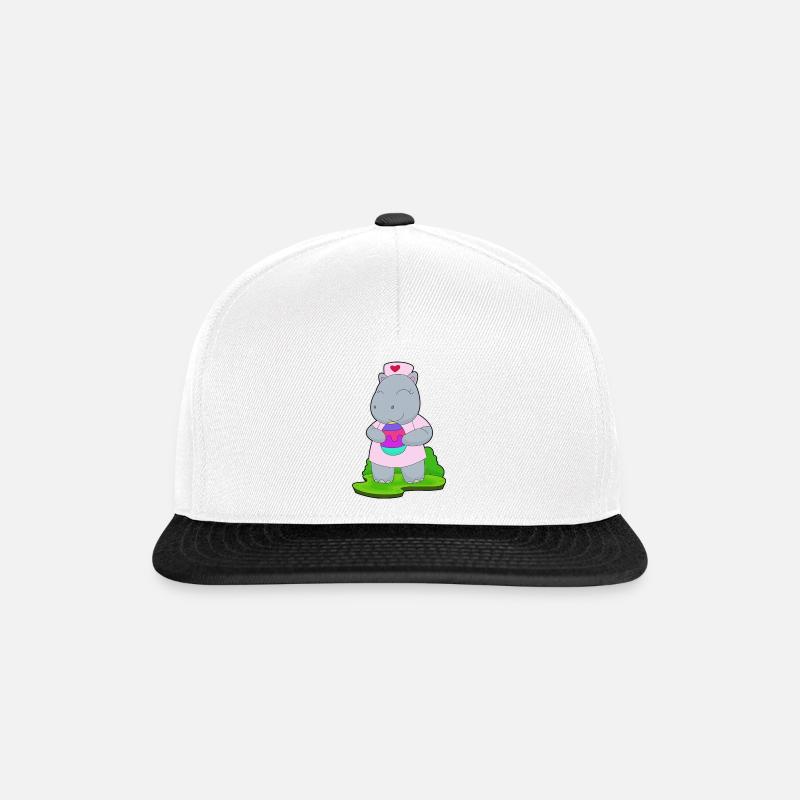 Nilpferd Ostern Krankenschwester - Snapback Cap - Weiß/Schwarz