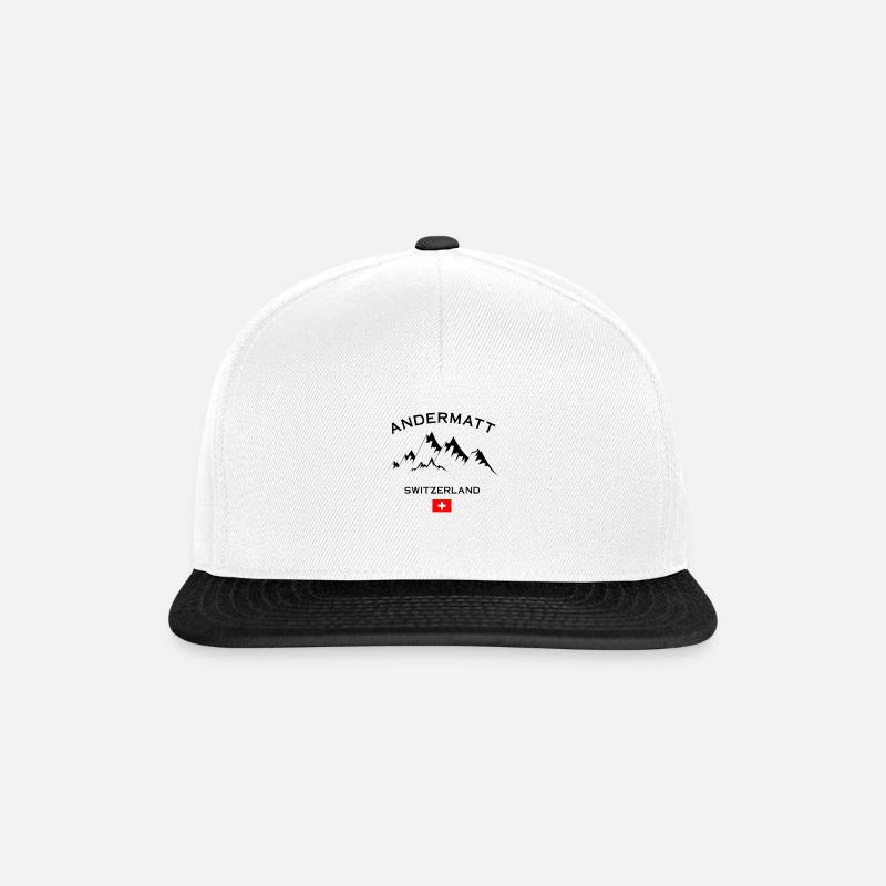 Andermatt Ski Resort Schweizer Alpen Ski-Souvenir - Snapback Cap - Weiß/Schwarz