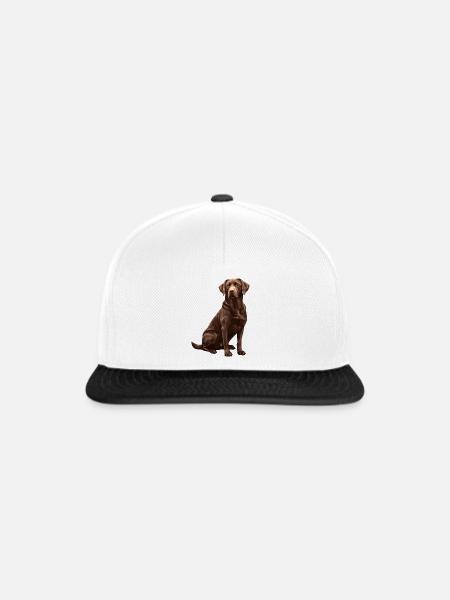 Brauner Labrador - Snapback Cap - Weiß/Schwarz