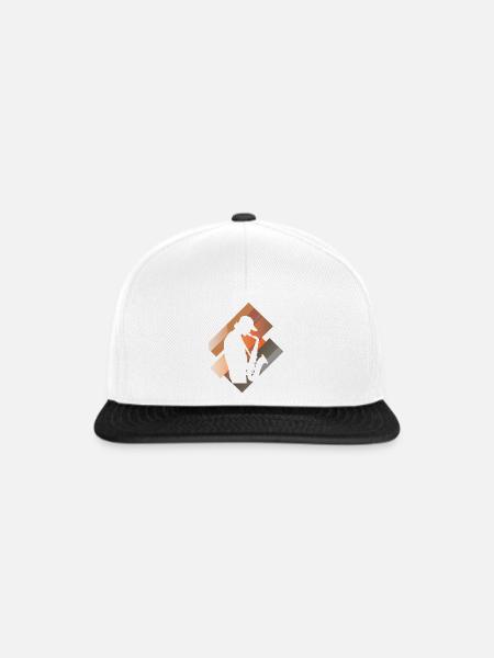Blasinstrument Saxophon - Snapback Cap - Weiß/Schwarz