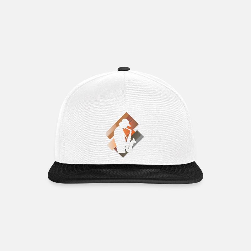 Blasinstrument Saxophon - Snapback Cap - Weiß/Schwarz