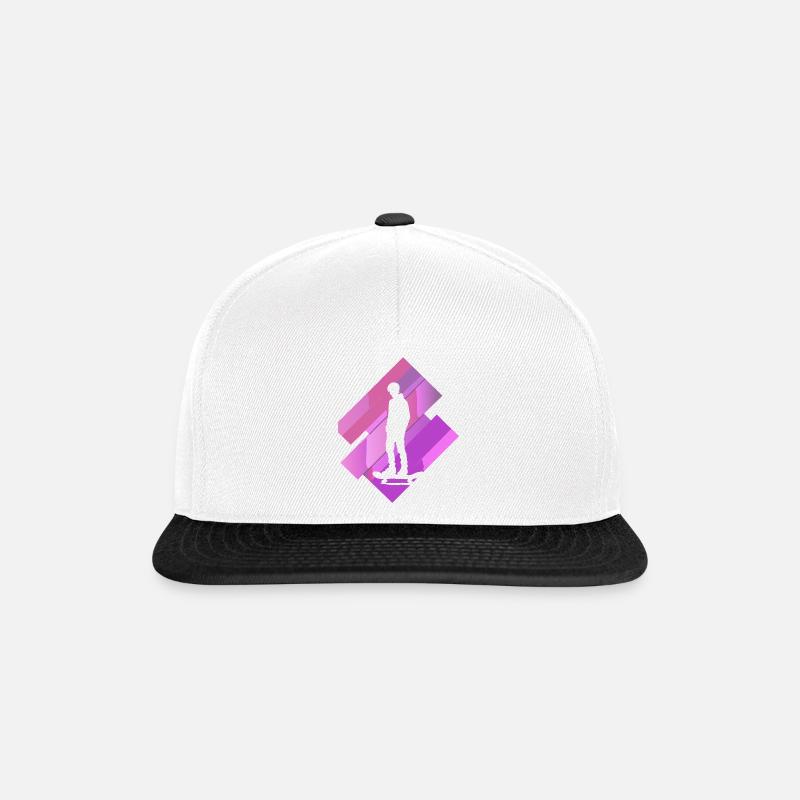 Longboard Skate Skater - Snapback Cap - Weiß/Schwarz
