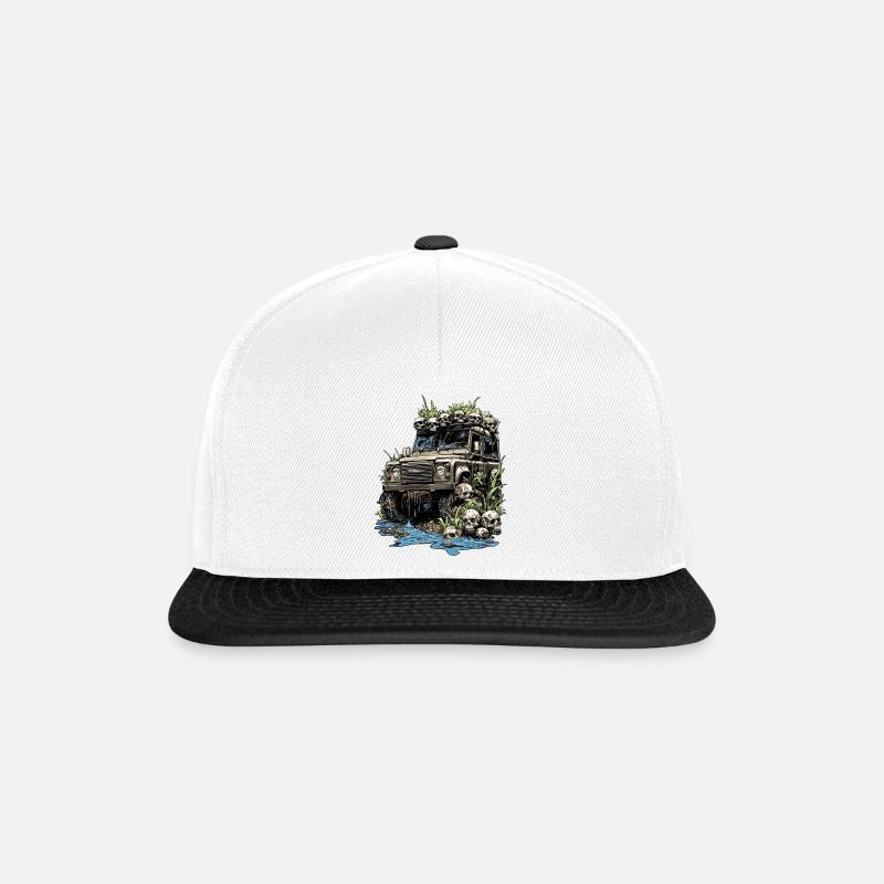 Offroad Off Road Off-Road Defender Skull - Snapback Cap - Weiß/Schwarz
