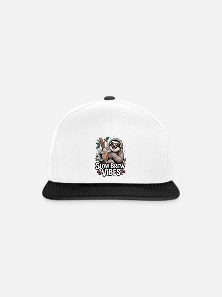 Kaffee Vibes mit Faultier - Snapback Cap - Weiß/Schwarz
