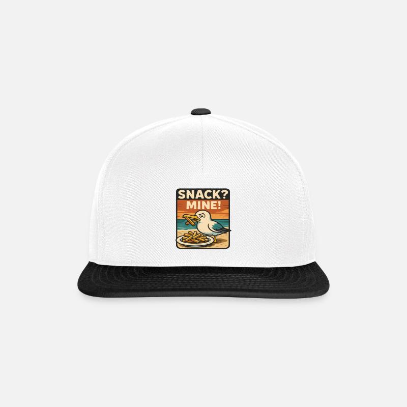 Möwe "SNACK MINE" - Snapback Cap - Weiß/Schwarz