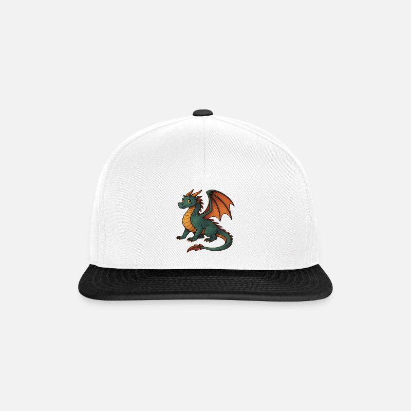 Drache gemalt - Snapback Cap - Weiß/Schwarz