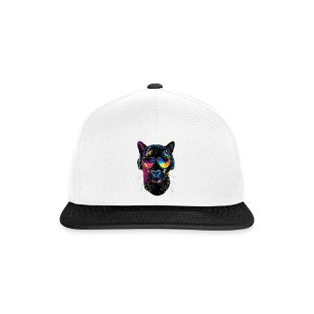 Panther Leopard Raubkatze Süße Großkatze Panter - Snapback Cap - Weiß/Schwarz - Vorne