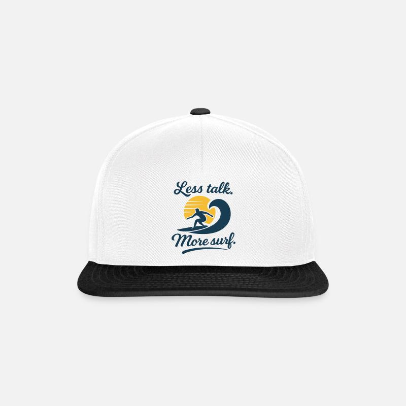 Less Talk More Surf – Retro Surfer Style - Snapback Cap - Weiß/Schwarz