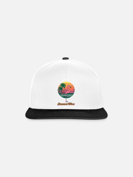 Retro Sommer Flamingo - Snapback Cap - Weiß/Schwarz