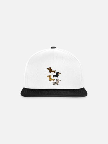 Dackel - Snapback Cap - Weiß/Schwarz