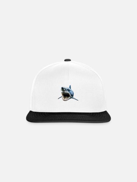 Hai Haifisch Tigerhai Taucher Süße Haie Weißer Hai - Snapback Cap - Weiß/Schwarz