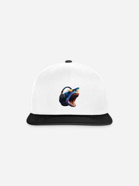 Hai Haifisch Tigerhai Taucher Süße Haie Weißer Hai - Snapback Cap - Weiß/Schwarz