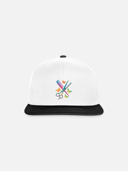 Friseur Schere Kamm Schmetterling - Snapback Cap - Weiß/Schwarz