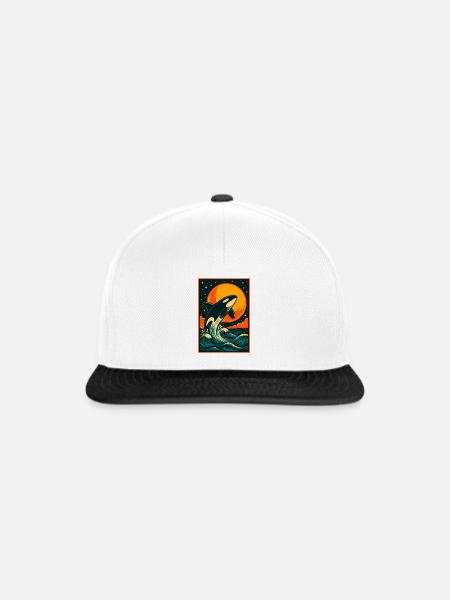 Sunset Orca, Liebe Meerestiere - Snapback Cap - Weiß/Schwarz