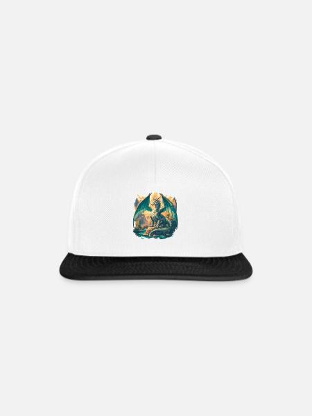 Drachen Drache - Snapback Cap - Weiß/Schwarz