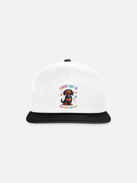 Dackel - Snapback Cap - Weiß/Schwarz