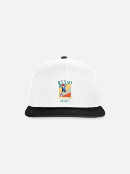 BÄÄM Schulkind 2026 Einschulung Fußball - Snapback Cap - Weiß/Schwarz