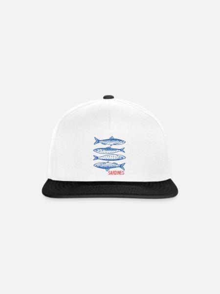 Sardinen - Snapback Cap - Weiß/Schwarz