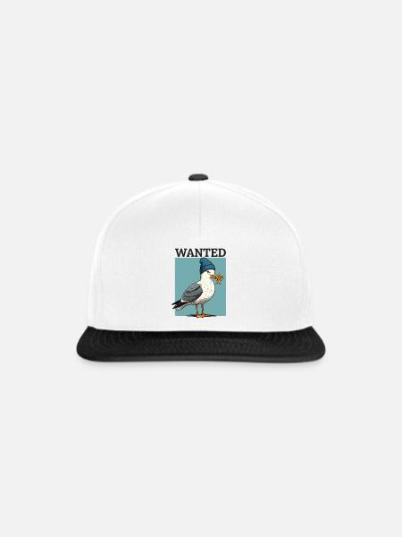Gesuchte Möwe Mit Pommes - Snapback Cap - Weiß/Schwarz