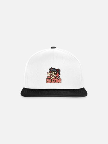 Schinken Schweine Skelett Mädchen Retro-Comic - Snapback Cap - Weiß/Schwarz