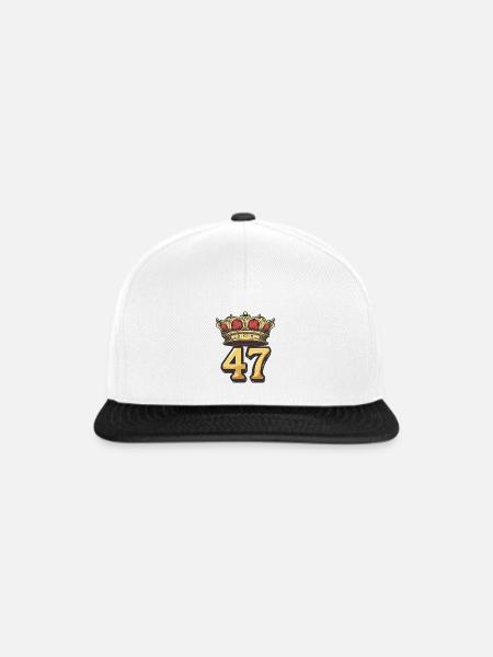 47 Zahl Krone - Snapback Cap - Weiß/Schwarz