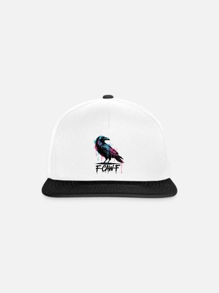 F-Caw-F Meme Krähe - Snapback Cap - Weiß/Schwarz