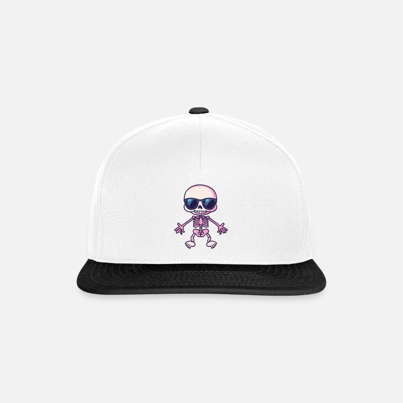 Skelett Halloween - Snapback Cap - Weiß/Schwarz