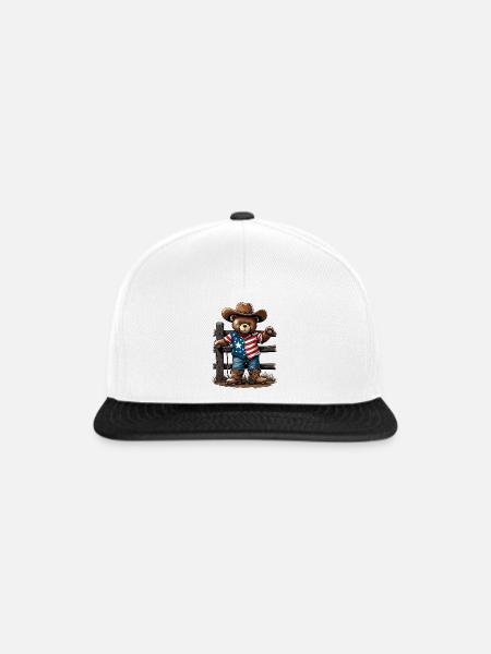 Americana Bär Cowboy - Snapback Cap - Weiß/Schwarz