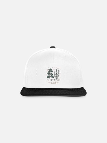 Heilpflanzen – Minze & Rosmarin - Snapback Cap - Weiß/Schwarz