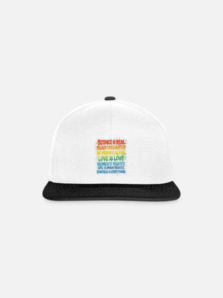 Regenbogen Statement – Human Rights Pride - Snapback Cap - Weiß/Schwarz