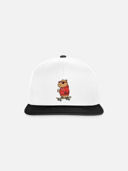 Capybara Sonnenbrille Skater Nagetier Skateboard - Snapback Cap - Weiß/Schwarz