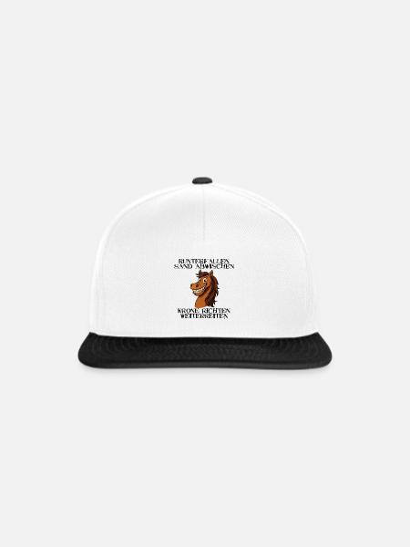Freches Pferd Spruch - Krone richten weiterreiten - Snapback Cap - Weiß/Schwarz