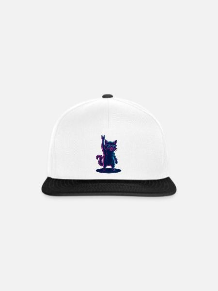 Rockender Kater Mit Sonnenbrille Party - Snapback Cap - Weiß/Schwarz