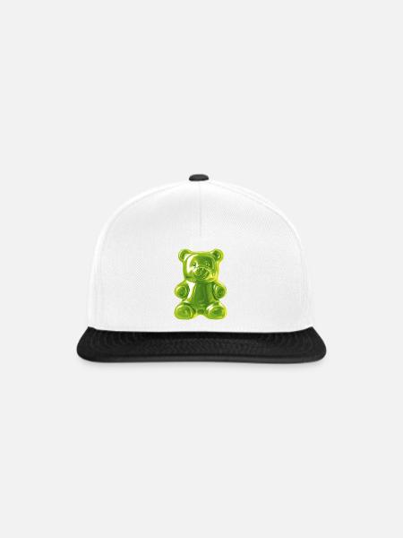 Grüner Gummibärchen - Snapback Cap - Weiß/Schwarz