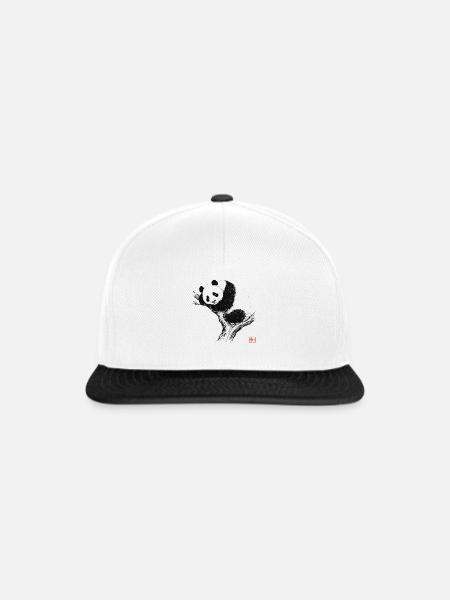 Schlafender Panda Zen Kunst - Snapback Cap - Weiß/Schwarz