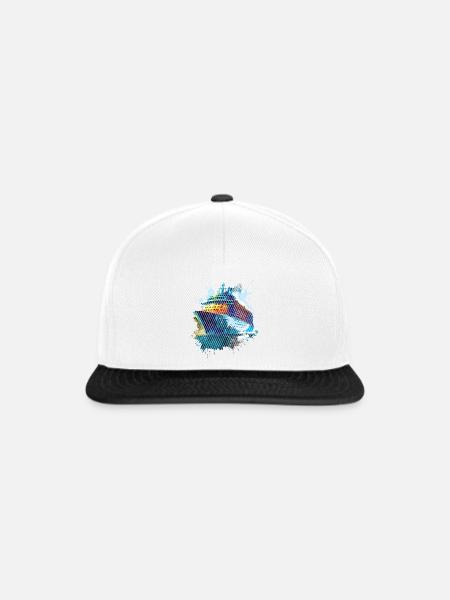 Schiff in buntem Aquarell - Snapback Cap - Weiß/Schwarz