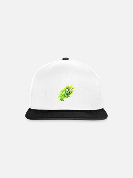 Neon Chamäleon Spritzer - Snapback Cap - Weiß/Schwarz