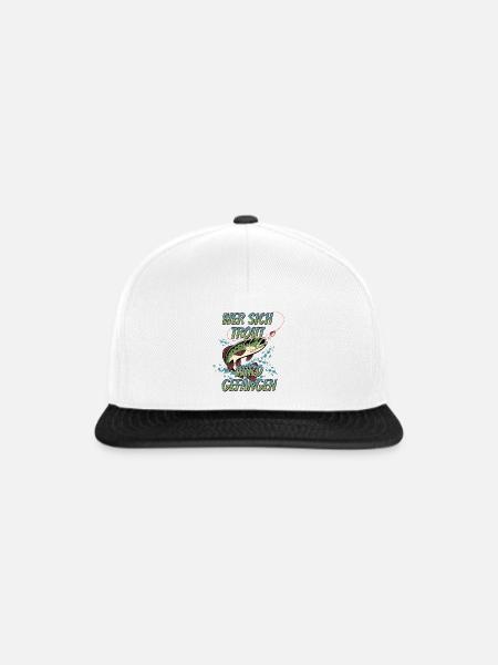 Trout - Forellenangeln Fang-Garantie - Snapback Cap - Weiß/Schwarz