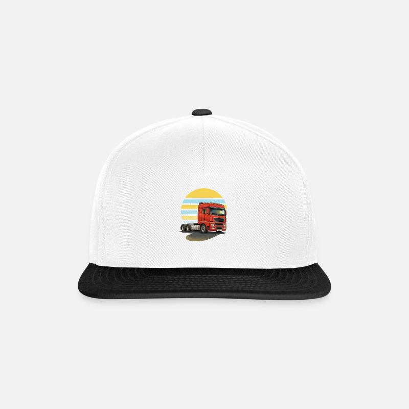 Roter LKW - Snapback Cap - Weiß/Schwarz
