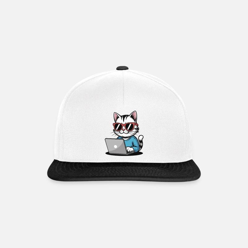Cats_laptop - Snapback Cap - Weiß/Schwarz