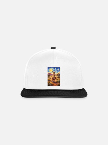 Känguru unter Sternennacht - Snapback Cap - Weiß/Schwarz