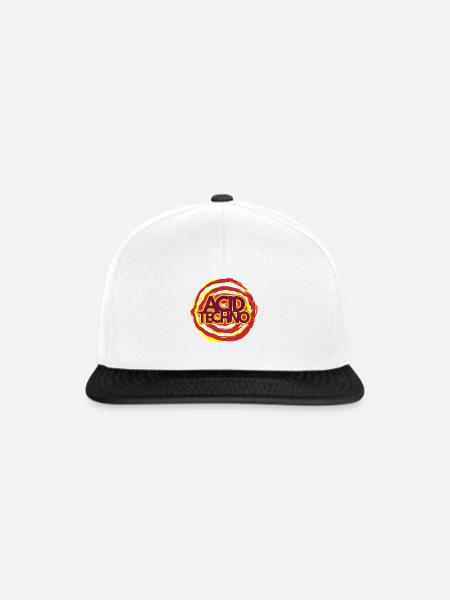 Acid Techno Neon-Logo - Snapback Cap - Weiß/Schwarz