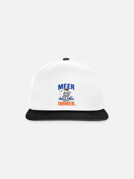 Möwe Meer Geht Immer Shirt - Snapback Cap - Weiß/Schwarz