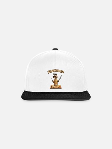 Ein lustiges Erdmännchen als Koch Herdmännchen - Snapback Cap - Weiß/Schwarz