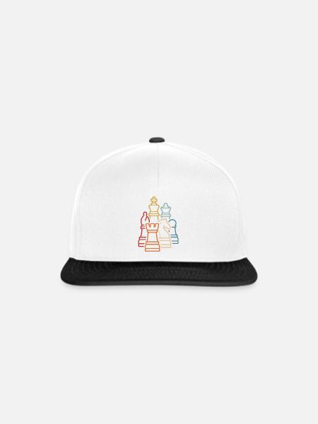Schach Retro Schachfiguren Schachspieler - Snapback Cap - Weiß/Schwarz
