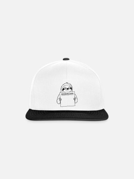 Faultier Krankmeldung - Snapback Cap - Weiß/Schwarz