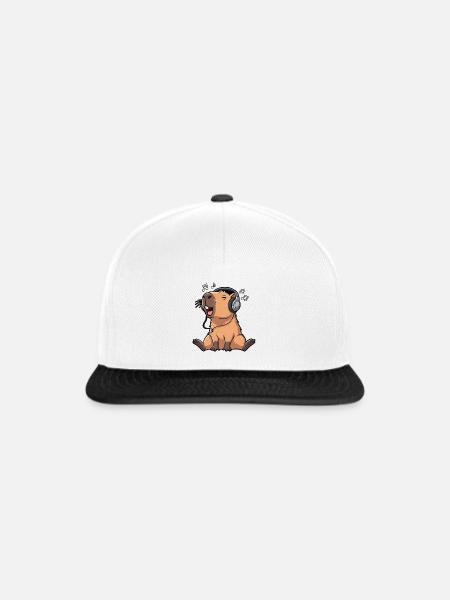 Capybara Musik SIngen - Snapback Cap - Weiß/Schwarz