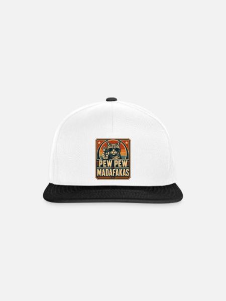 Pew Pew Madafakas Katze - Snapback Cap - Weiß/Schwarz