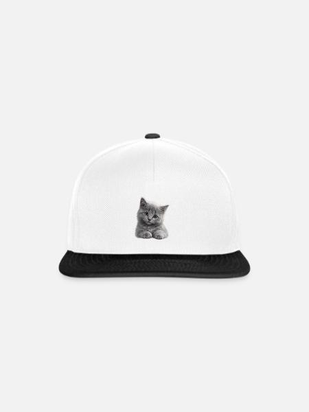 Kuscheliges Graues Kätzchen - Snapback Cap - Weiß/Schwarz